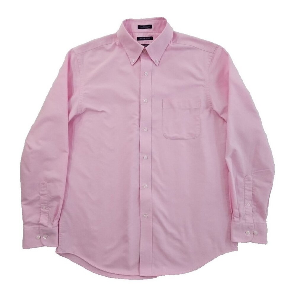 Saddlebred Easy Care Oxford Men's 16 34/35 Pink Long Sleeve Buttonup Regular Fit